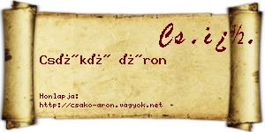 Csákó Áron névjegykártya
